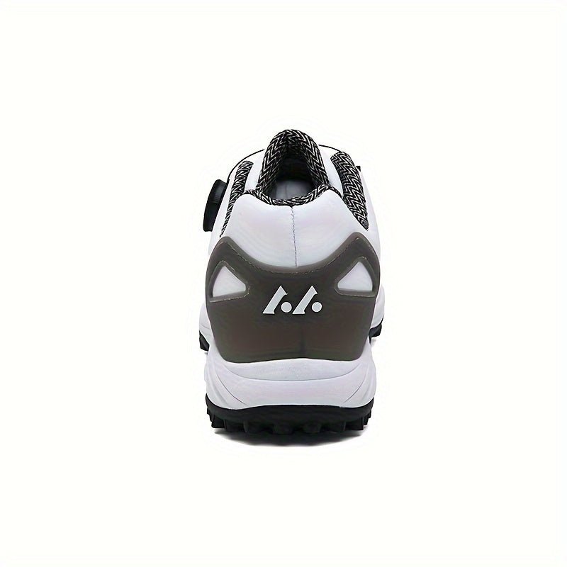 LEFUS Men's High Quality Golf Shoes with Non - Slip Rubber Sole & Swivel Button Closure - All - Weather All - Season Sneakers, Cushioned Insole, White & Black/Gray Athletic Footwear with Traction Tread - Ideal for Golf, Casual & Sp - Bako Bako