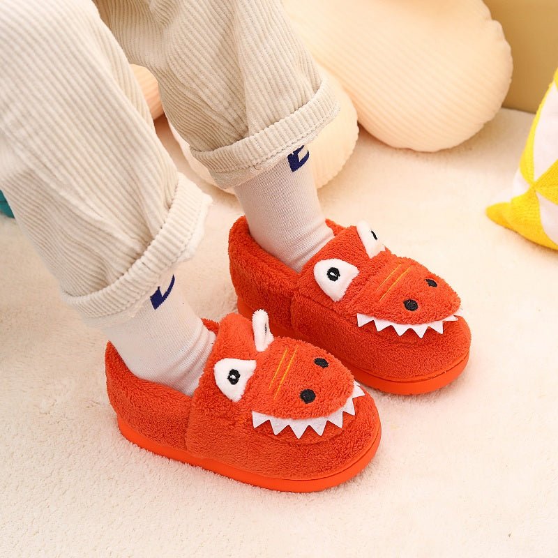Boys' Dinosaur Slippers with Plush TPR Sole & Alligator/Crocodile Teeth - Warm Winter Indoor/Outdoor, Green & White Low - Top Easy Slip - On for, Cute Dino Footwear for Bedtime & Play - Bako Bako