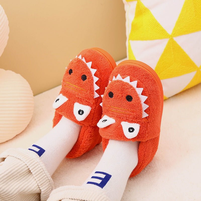 Boys' Dinosaur Slippers with Plush TPR Sole & Alligator/Crocodile Teeth - Warm Winter Indoor/Outdoor, Green & White Low - Top Easy Slip - On for, Cute Dino Footwear for Bedtime & Play - Bako Bako