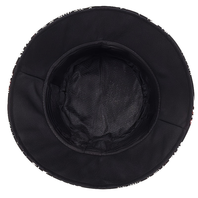 1 Men's "What" Graffiti - Style Bucket Hat - Streetwear Polyester, Hand - Washable, Black with Colorful Typography & Graphics, Perfect for Trendy Outfits - Bako Bako