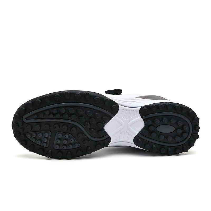 LEFUS Men's High Quality Golf Shoes with Non - Slip Rubber Sole & Swivel Button Closure - All - Weather All - Season Sneakers, Cushioned Insole, White & Black/Gray Athletic Footwear with Traction Tread - Ideal for Golf, Casual & Sp - Bako Bako