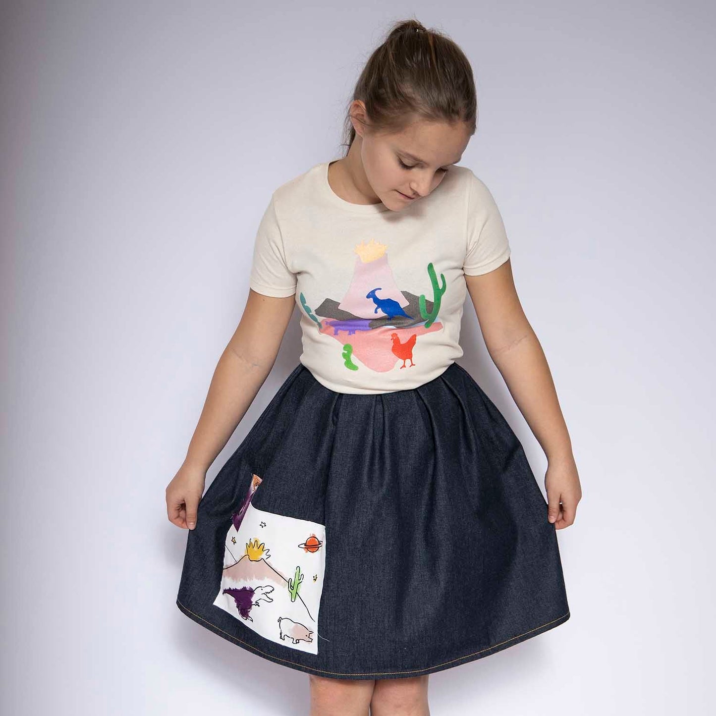 Blue Denim Skirt with Appliqué - SkirtInfantium VictoriaBako