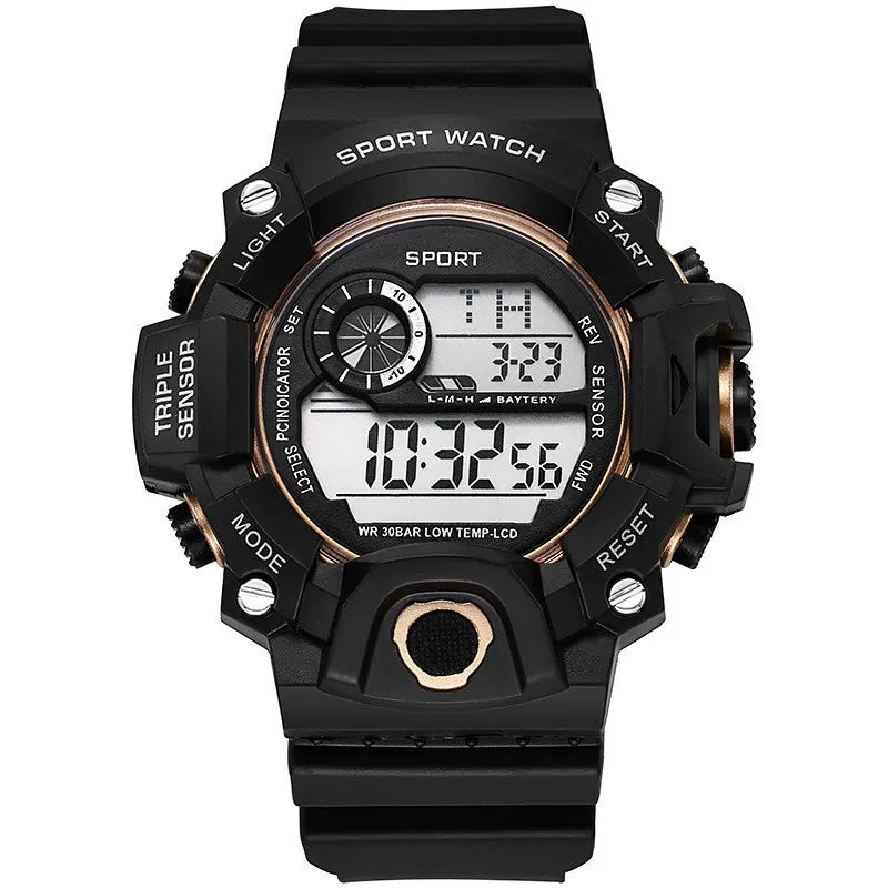 Fashion Men's Watch Sports Electronic Wristwatch Large dial Multifunctional Waterproof Luminous Alarm Kids Male's Military Watch - Bako Bako