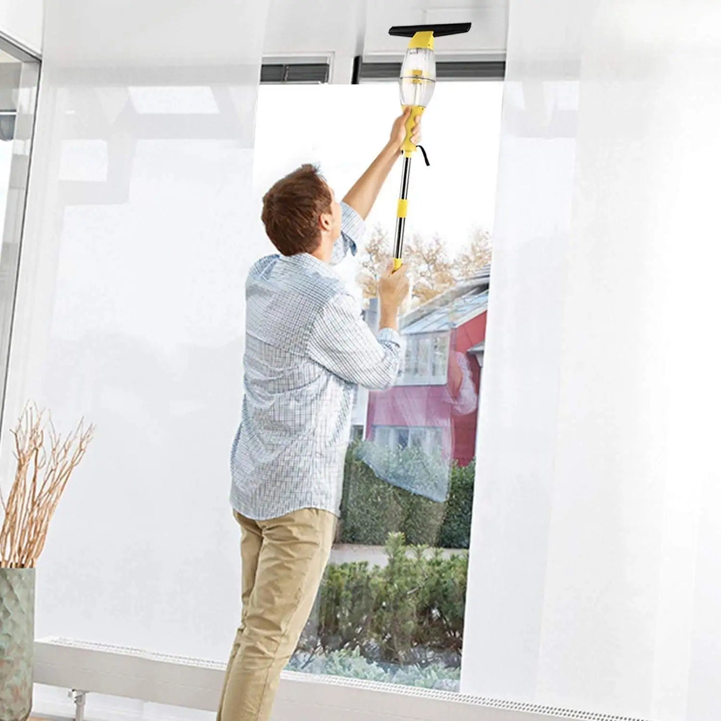 Window Vacuum Cleaner Set with Telescopic Handle Spray Bottle,280mm Blade Suitable for Table, Tiles, Mirrors and Glass, Electric - Bako Bako