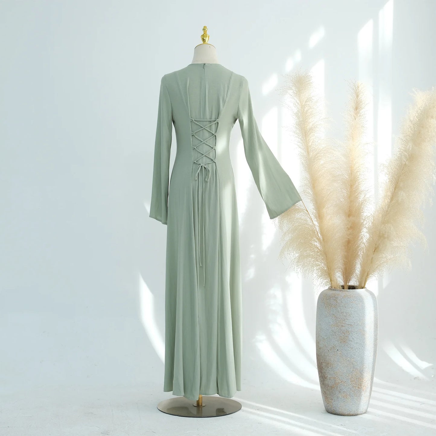 2025 Summer Arabic Muslim Women Modest Dress Eid Dubai Plain Abaya Islam Party Outfit Elegant Holiday Dresses Turkey Kaftan Robe - Bako Bako