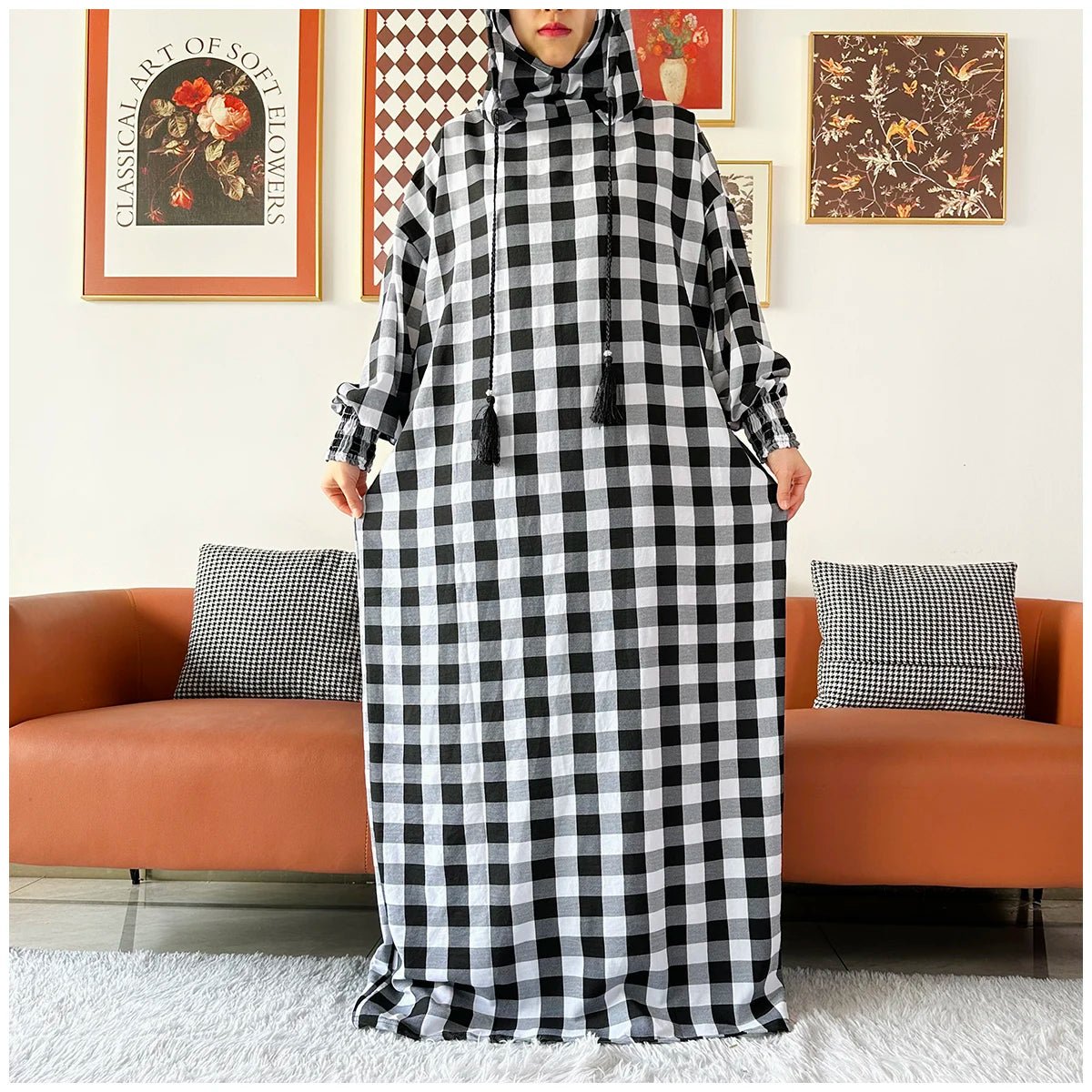Latest Ramadan Women Abaya Two Hats Dubai Turkey Islam Prayer Clothes Sanding Cotton Fabric Dresses Islam Women Dress Kaftan - Bako Bako