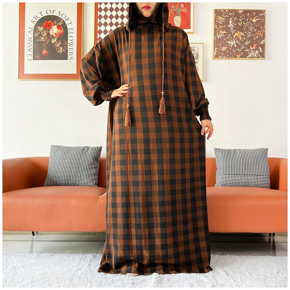 Latest Ramadan Women Abaya Two Hats Dubai Turkey Islam Prayer Clothes Sanding Cotton Fabric Dresses Islam Women Dress Kaftan - Bako Bako