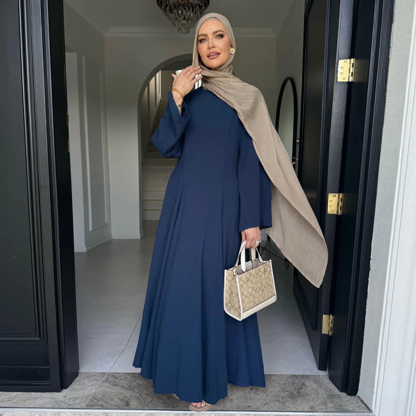 2025 Summer Arabic Muslim Women Modest Dress Eid Dubai Plain Abaya Islam Party Outfit Elegant Holiday Dresses Turkey Kaftan Robe - Bako Bako