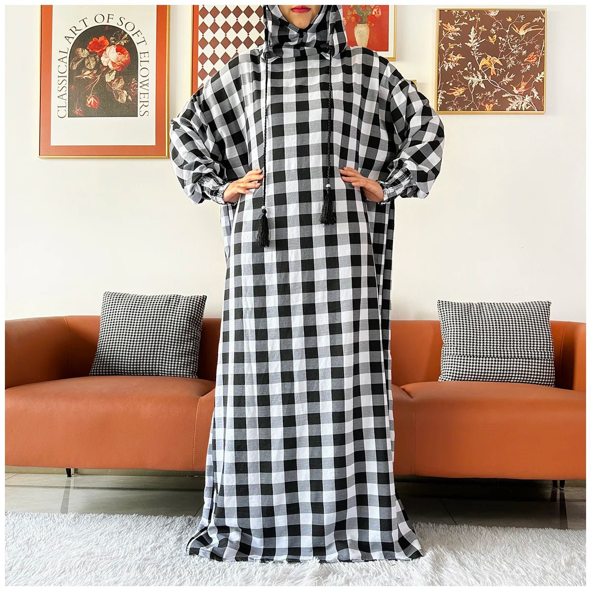 Latest Ramadan Women Abaya Two Hats Dubai Turkey Islam Prayer Clothes Sanding Cotton Fabric Dresses Islam Women Dress Kaftan - Bako Bako
