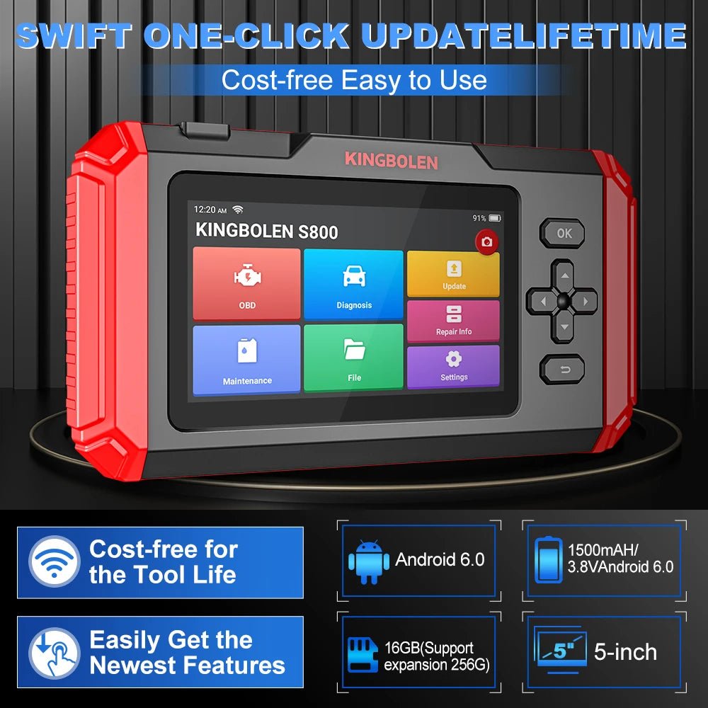 KINGBOLEN S800 4 Systems Engine ABS SRS Transmission OBD2 Scanner 15 Resets Scan Tool EOBD Diagnostic Tool Lifetime Free Update - Bako Bako