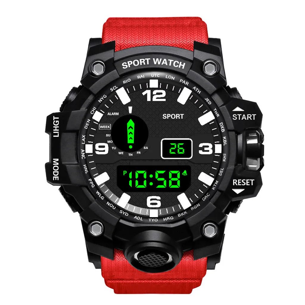 Fashion Men's Watch Sports Electronic Wristwatch Large dial Multifunctional Waterproof Luminous Alarm Kids Male's Military Watch - Bako Bako