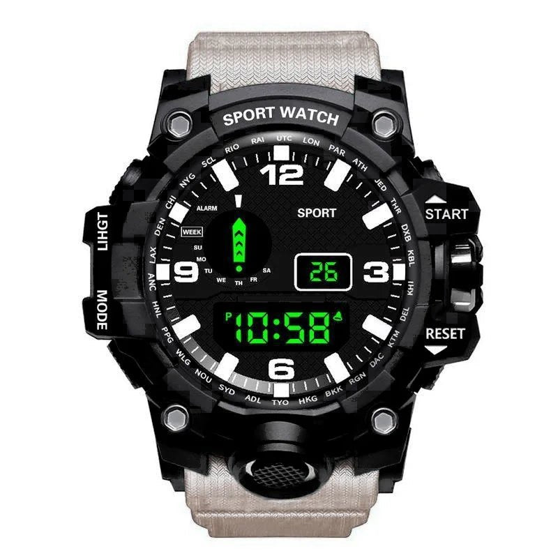 Fashion Men's Watch Sports Electronic Wristwatch Large dial Multifunctional Waterproof Luminous Alarm Kids Male's Military Watch - Bako Bako