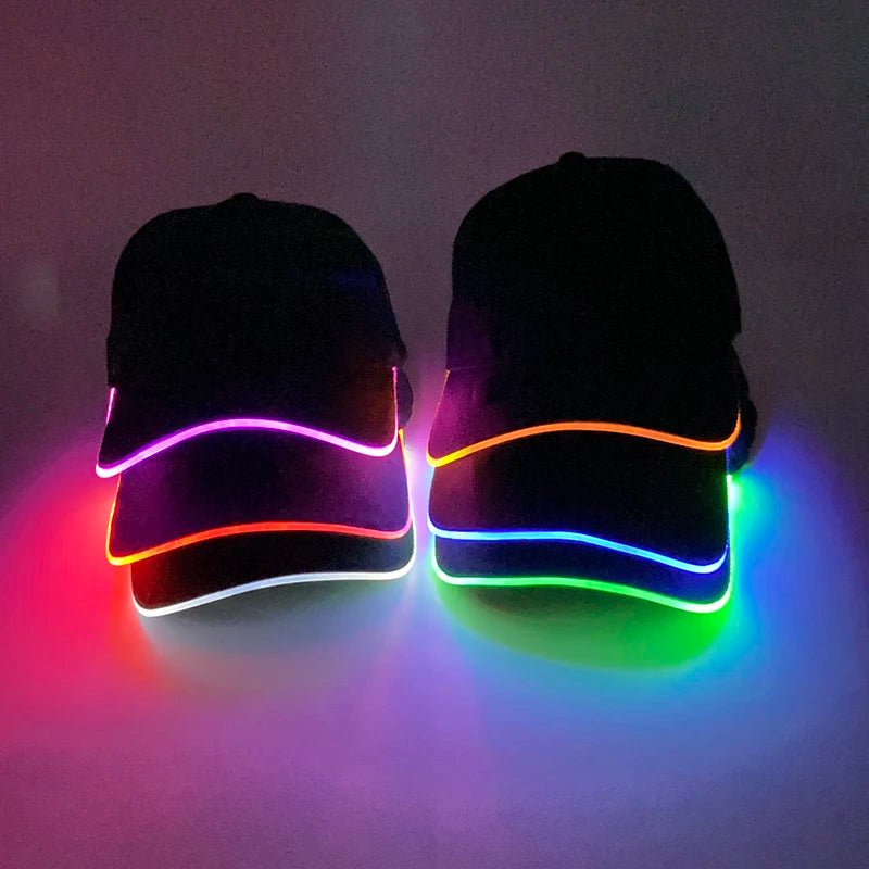 Fashion LED Lighted Up Glow Baseball Cap Snapback Hat Hip - Hop Adjustable Cap Sports Costume Night Running Glow Party Supplies - Bako Bako