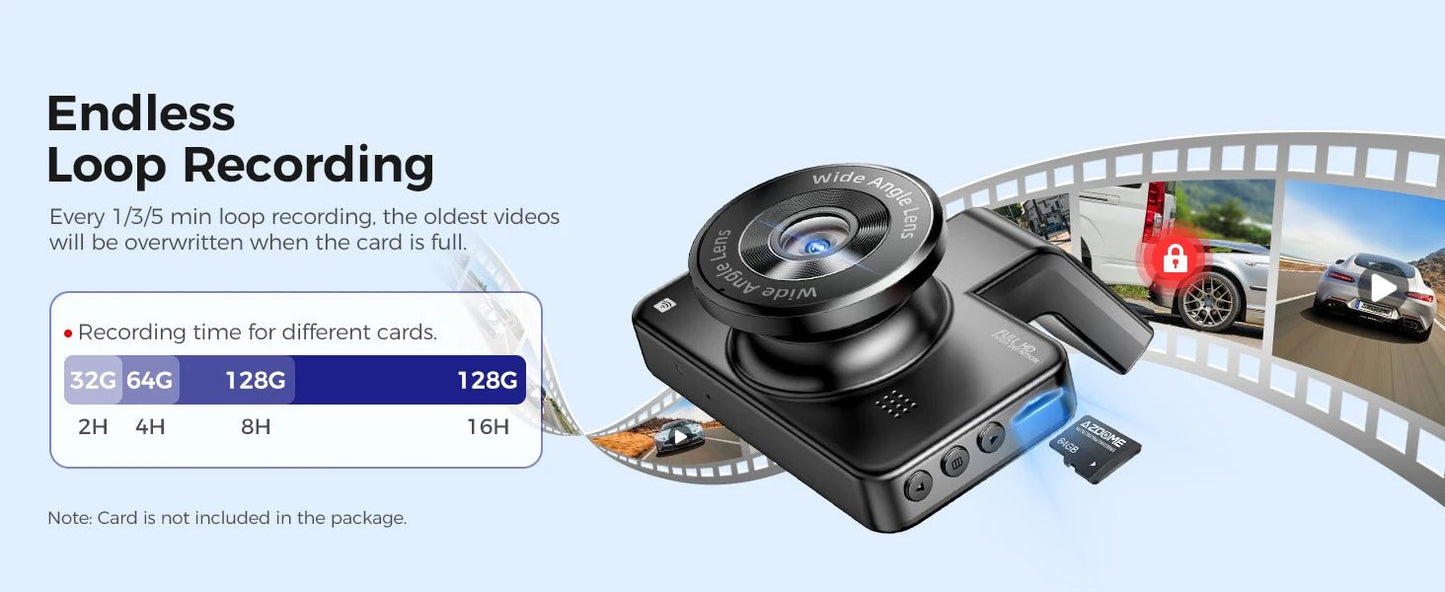 AZDOME Dash Cam M17 1080P Front Cam Built - in ADAS GPS Car Camera 24H Parking Monitor Night Vision Car DVR WIFI APP 150°FOV - Bako Bako