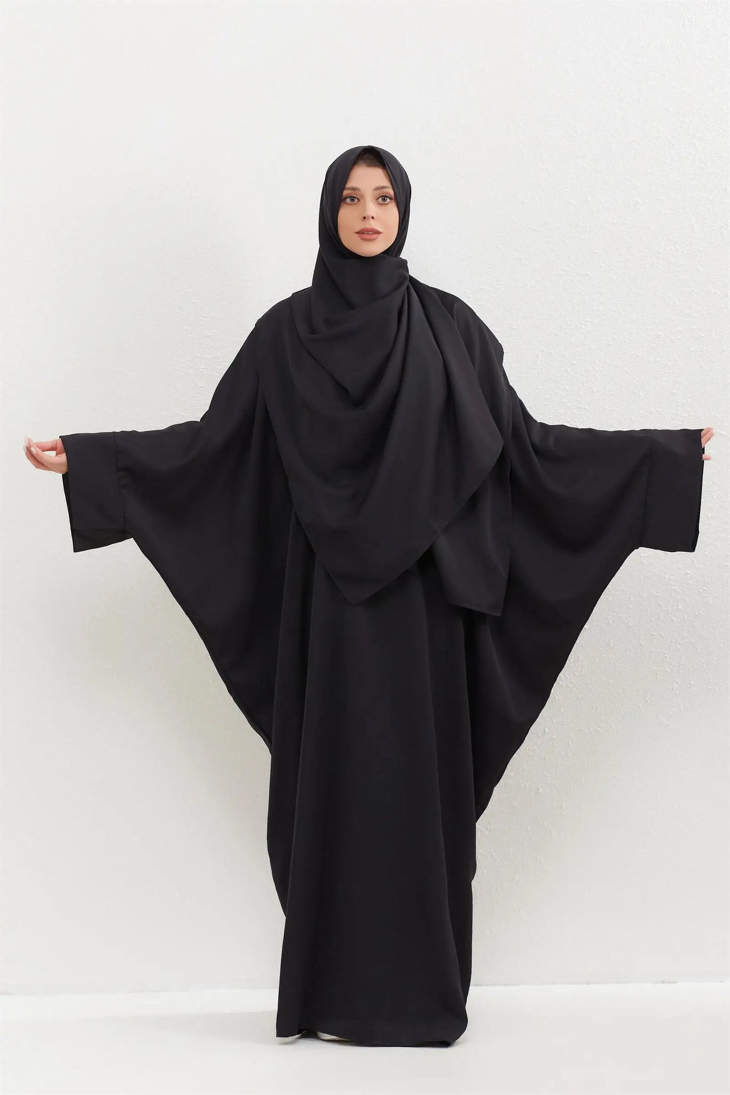 Two Pieces Muslim Abaya Women Jilbab Islamic With Hijab Clothing Dubai Saudi Robe Turkish Modesty Prayer Dresses Loose Kaftans - Bako Bako