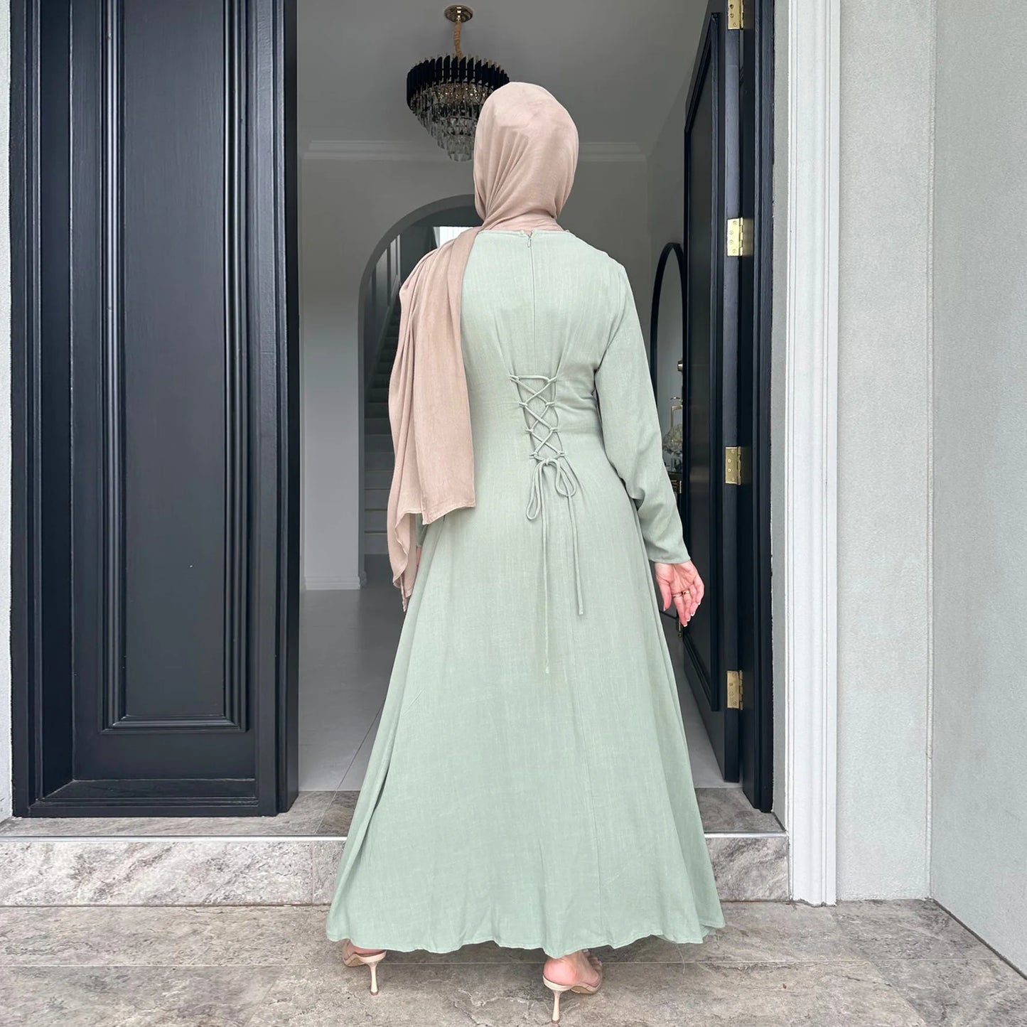 2025 Summer Arabic Muslim Women Modest Dress Eid Dubai Plain Abaya Islam Party Outfit Elegant Holiday Dresses Turkey Kaftan Robe - Bako Bako
