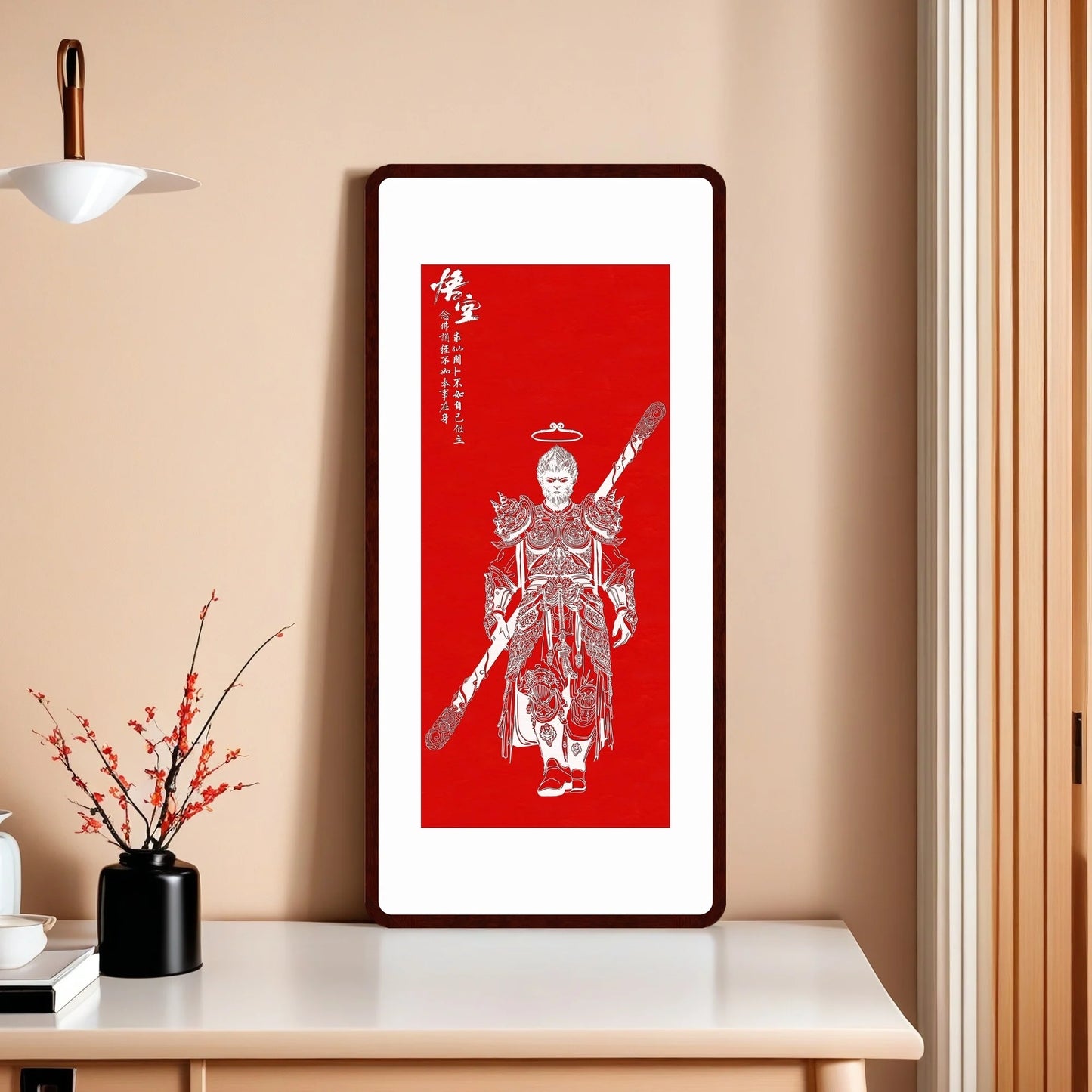 WukongTayin Energy Painting Chinese traditional Painting wall artoffice, restaurant Business Red siz37.8X15.7 inch (96X40cm) - Bako Bako