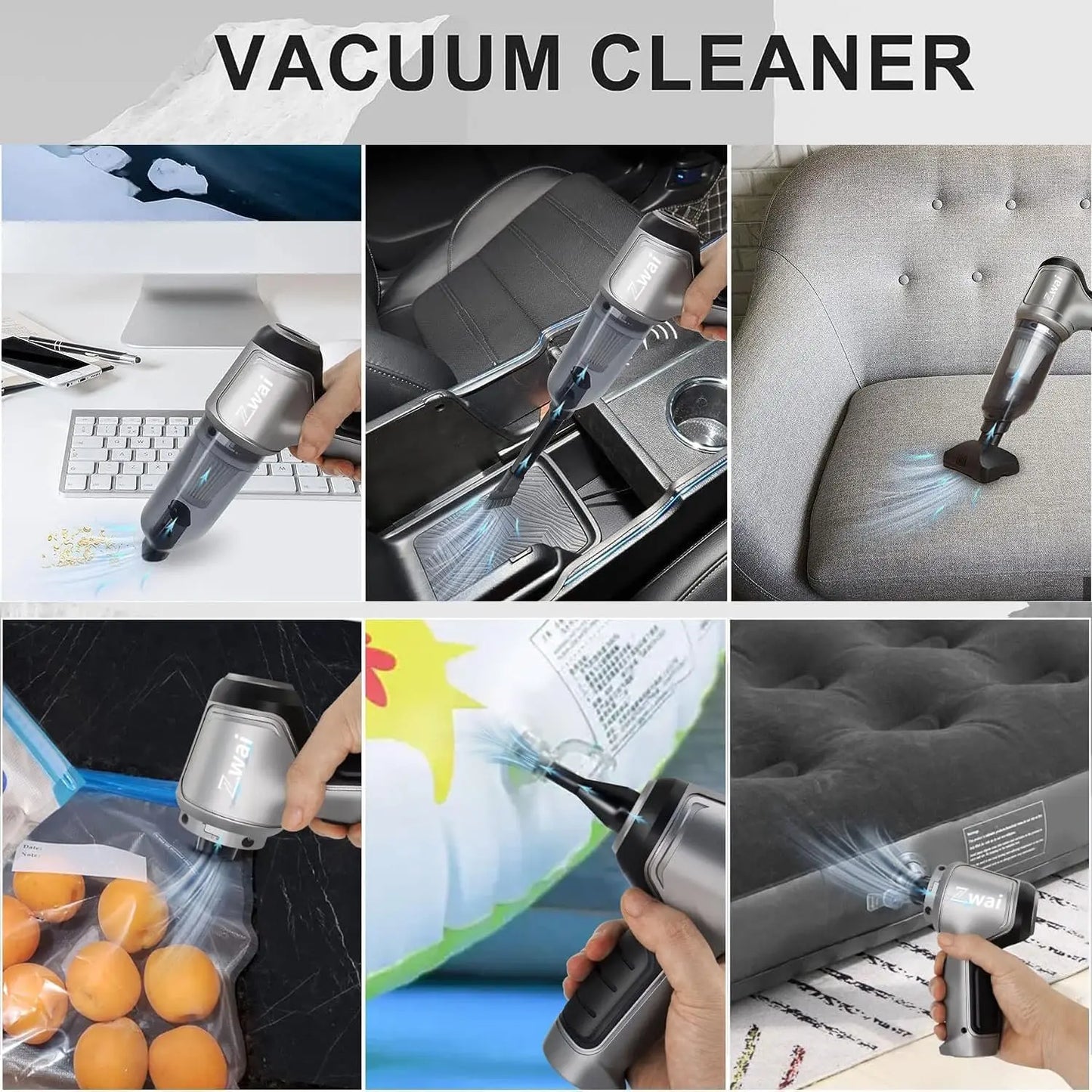 Cordless Car Vacuum Cleaner,15000PA High Suction Handheld Vacuum,3 in 1 Mini Wireless Air Duster Blower with Brushless Motor - Bako Bako