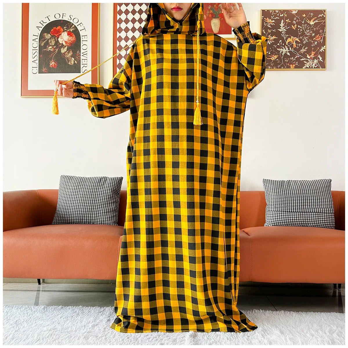 Latest Ramadan Women Abaya Two Hats Dubai Turkey Islam Prayer Clothes Sanding Cotton Fabric Dresses Islam Women Dress Kaftan - Bako Bako