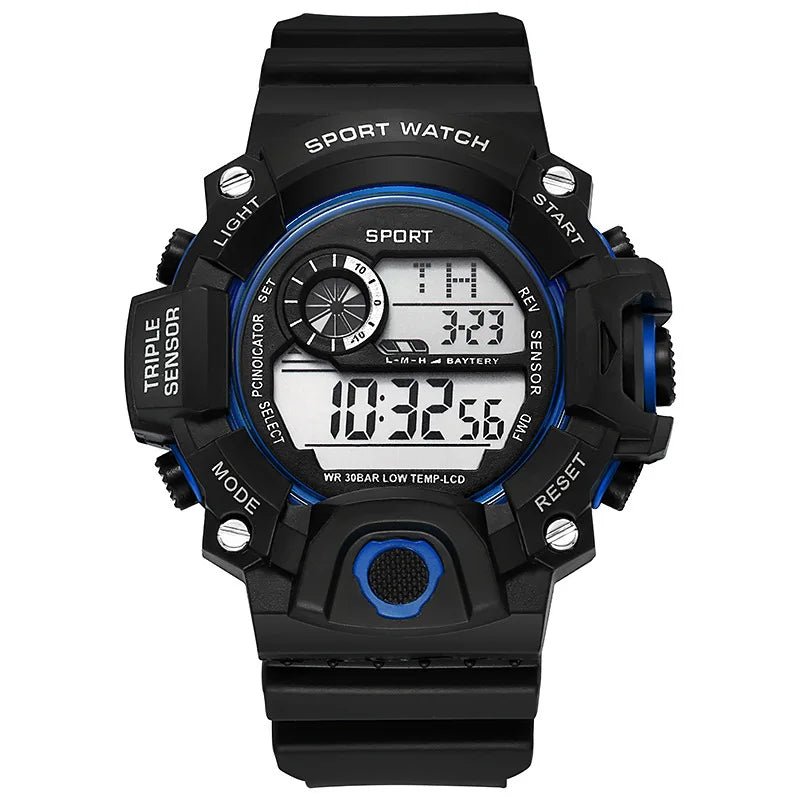 Fashion Men's Watch Sports Electronic Wristwatch Large dial Multifunctional Waterproof Luminous Alarm Kids Male's Military Watch - Bako Bako