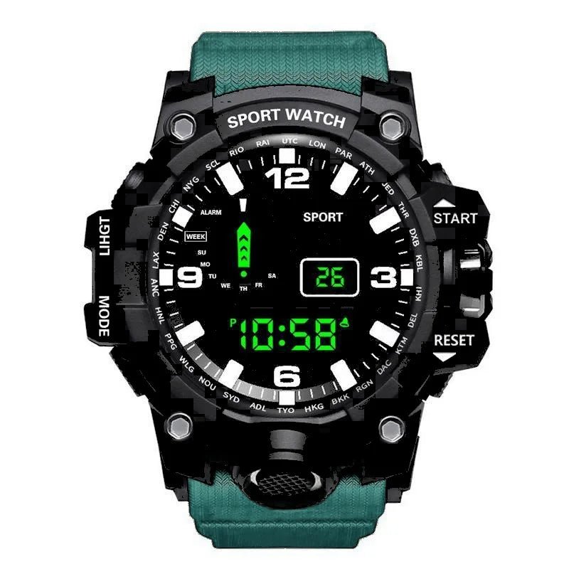 Fashion Men's Watch Sports Electronic Wristwatch Large dial Multifunctional Waterproof Luminous Alarm Kids Male's Military Watch - Bako Bako
