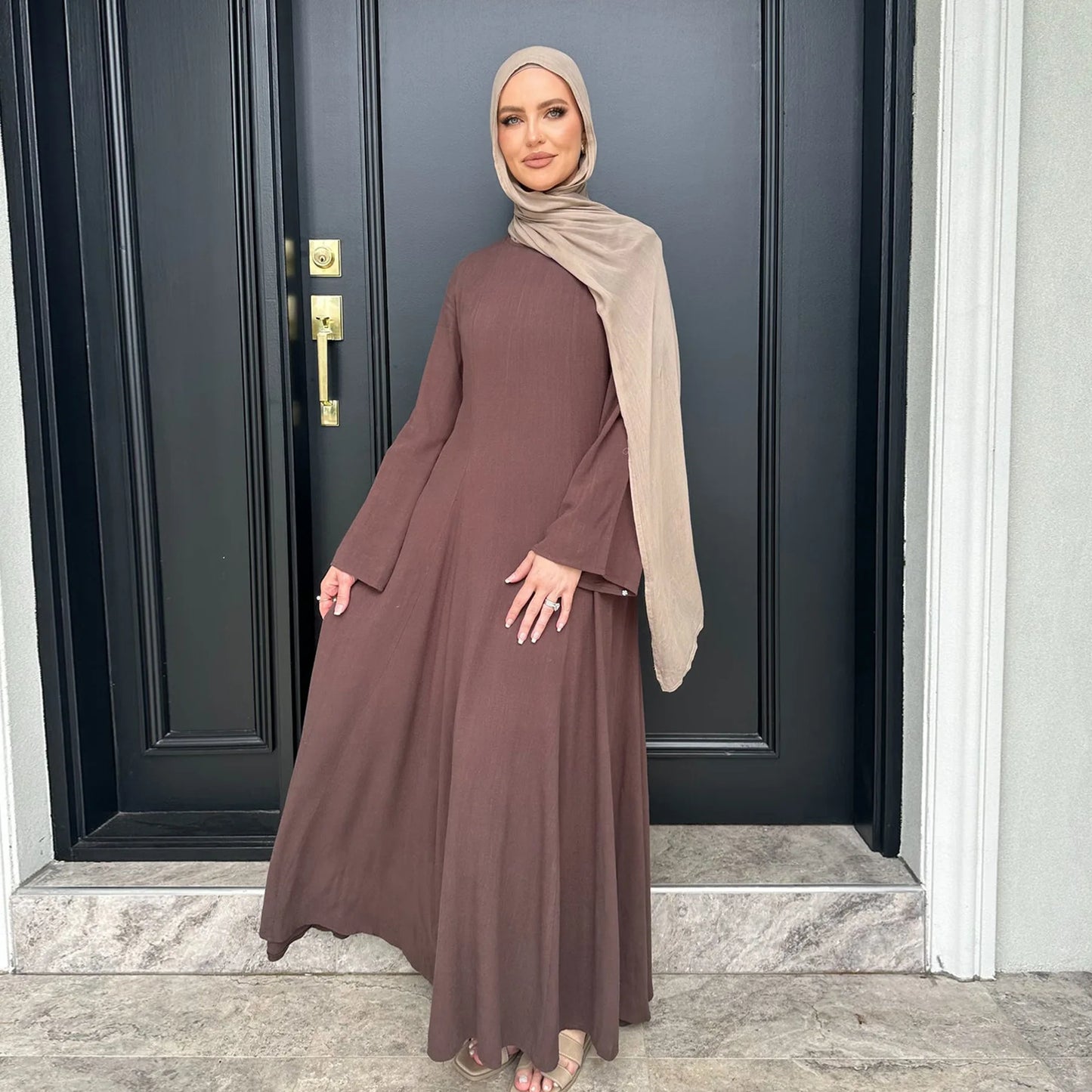 2025 Summer Arabic Muslim Women Modest Dress Eid Dubai Plain Abaya Islam Party Outfit Elegant Holiday Dresses Turkey Kaftan Robe - Bako Bako