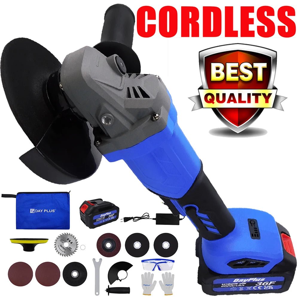 Cordless Angle Grinder 21V Brushless Tool 3000mAh Battery, 2 - Position Adjustable Auxiliary Handle for Cutting/Grinding/Polishing - Bako Bako