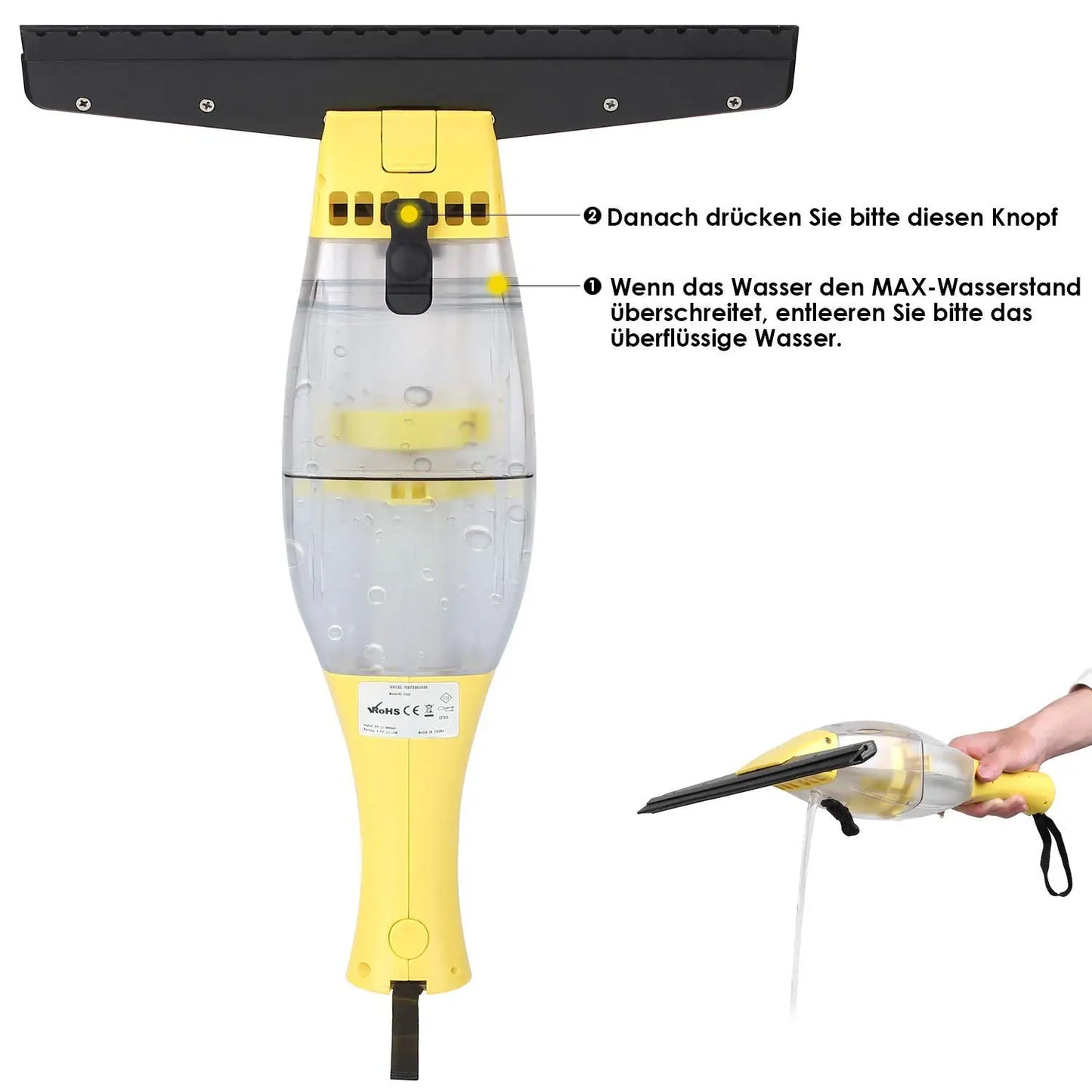 Window Vacuum Cleaner Set with Telescopic Handle Spray Bottle,280mm Blade Suitable for Table, Tiles, Mirrors and Glass, Electric - Bako Bako