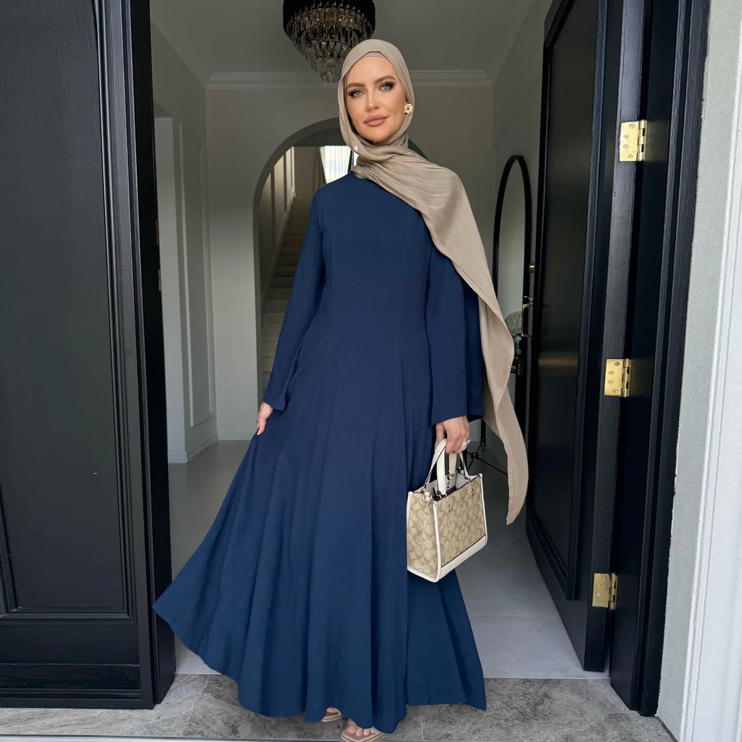 2025 Summer Arabic Muslim Women Modest Dress Eid Dubai Plain Abaya Islam Party Outfit Elegant Holiday Dresses Turkey Kaftan Robe - Bako Bako