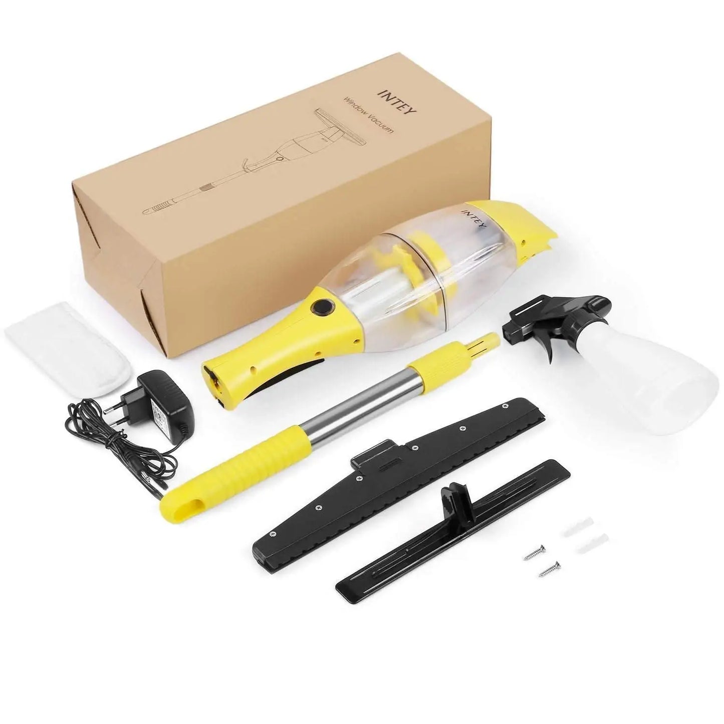 Window Vacuum Cleaner Set with Telescopic Handle Spray Bottle,280mm Blade Suitable for Table, Tiles, Mirrors and Glass, Electric - Bako Bako