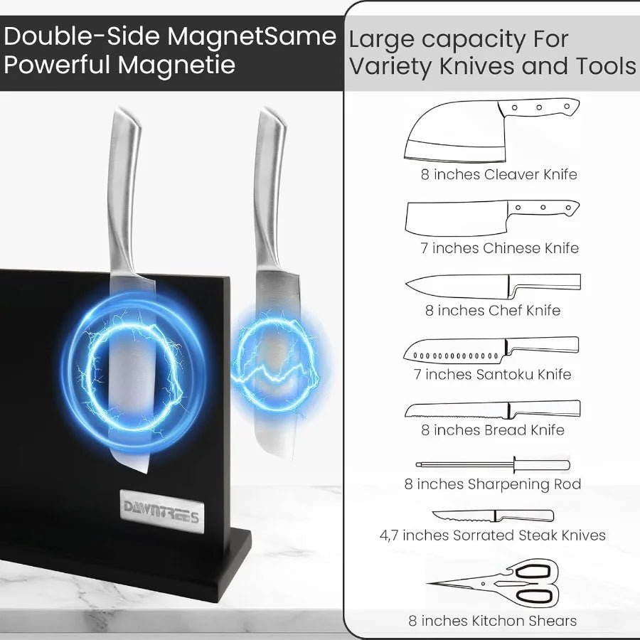 Large Black Magnetic Knife Holder 16 Inch XXL Magnetic Knife Block Kitchen Counter Universal Knife Display Rack Multifunctional - Bako Bako