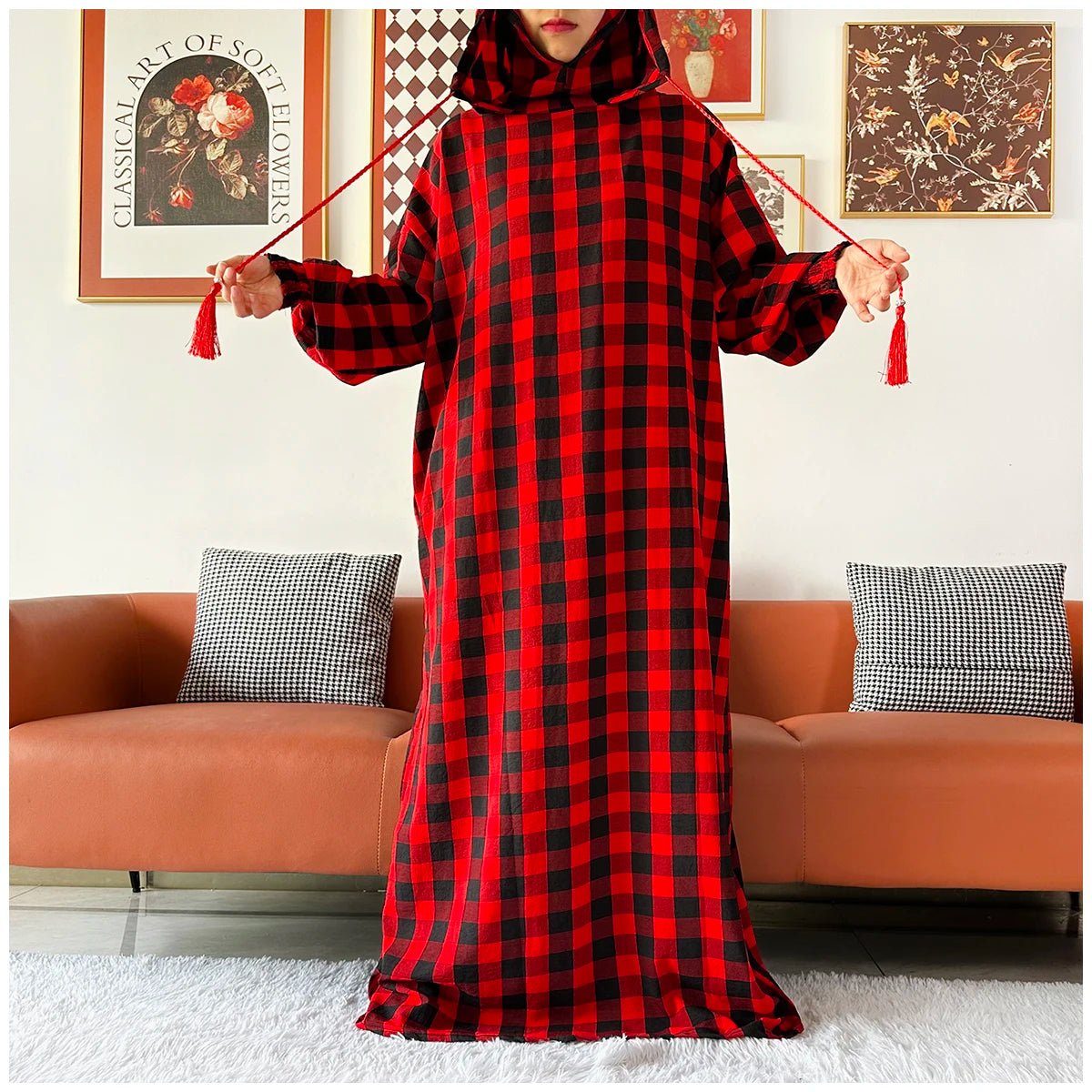 Latest Ramadan Women Abaya Two Hats Dubai Turkey Islam Prayer Clothes Sanding Cotton Fabric Dresses Islam Women Dress Kaftan - Bako Bako