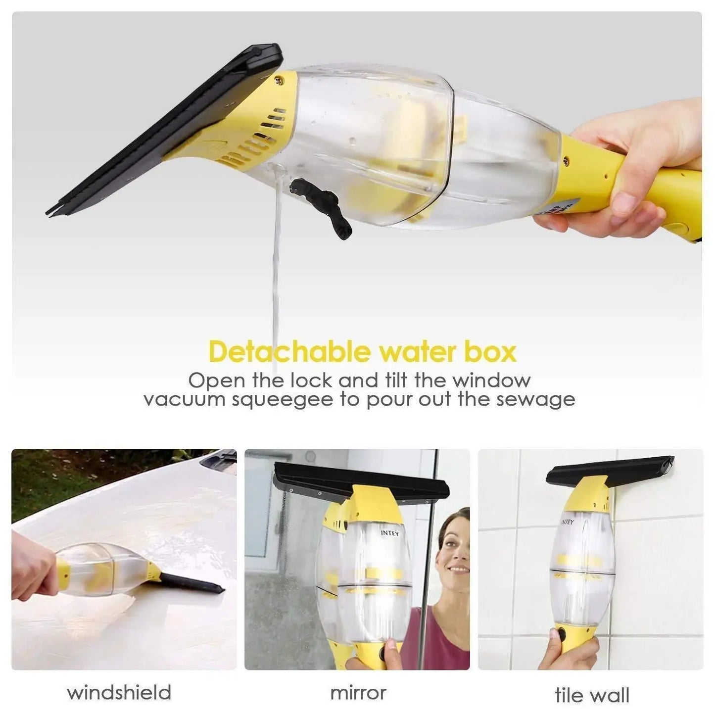 Window Vacuum Cleaner Set with Telescopic Handle Spray Bottle,280mm Blade Suitable for Table, Tiles, Mirrors and Glass, Electric - Bako Bako