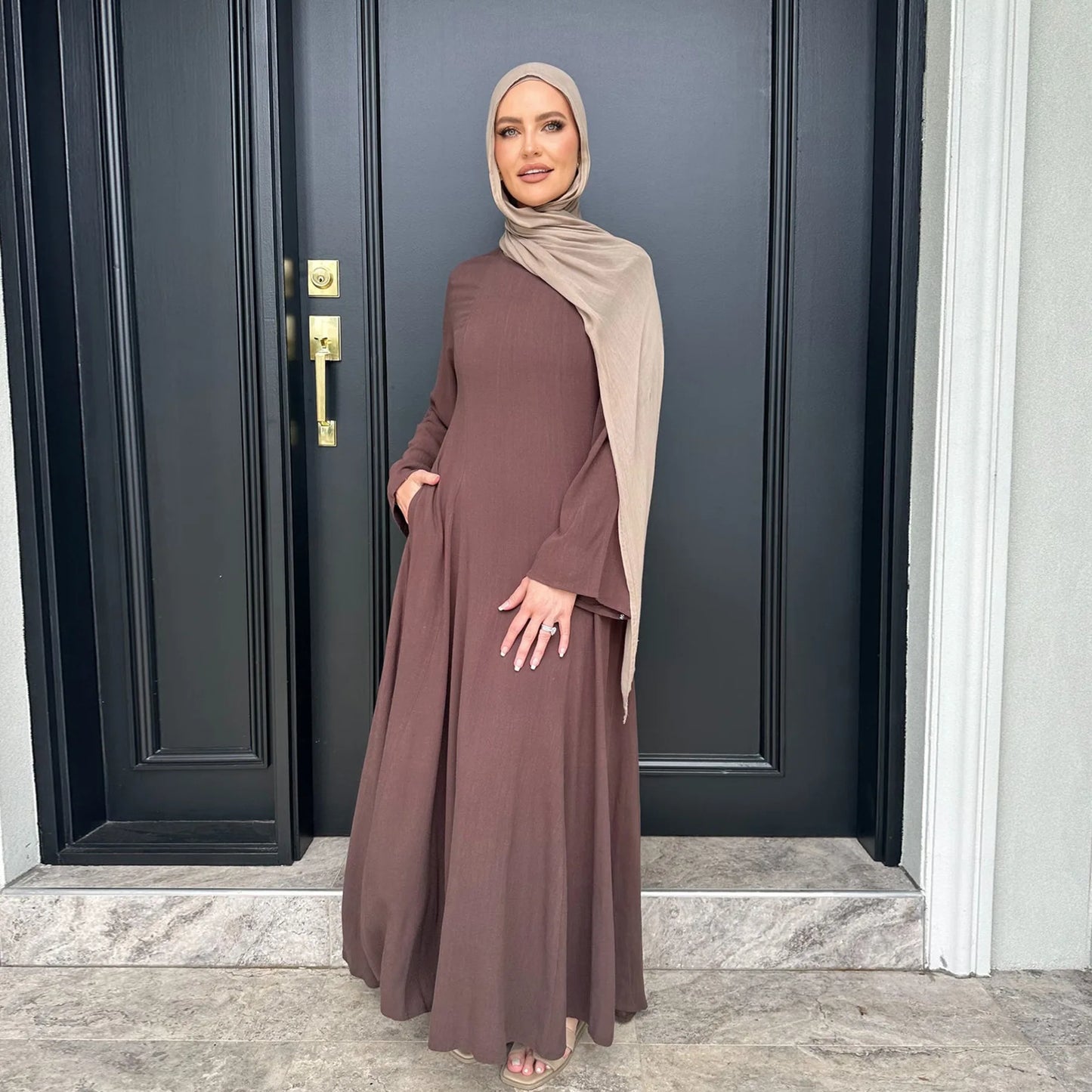 2025 Summer Arabic Muslim Women Modest Dress Eid Dubai Plain Abaya Islam Party Outfit Elegant Holiday Dresses Turkey Kaftan Robe - Bako Bako