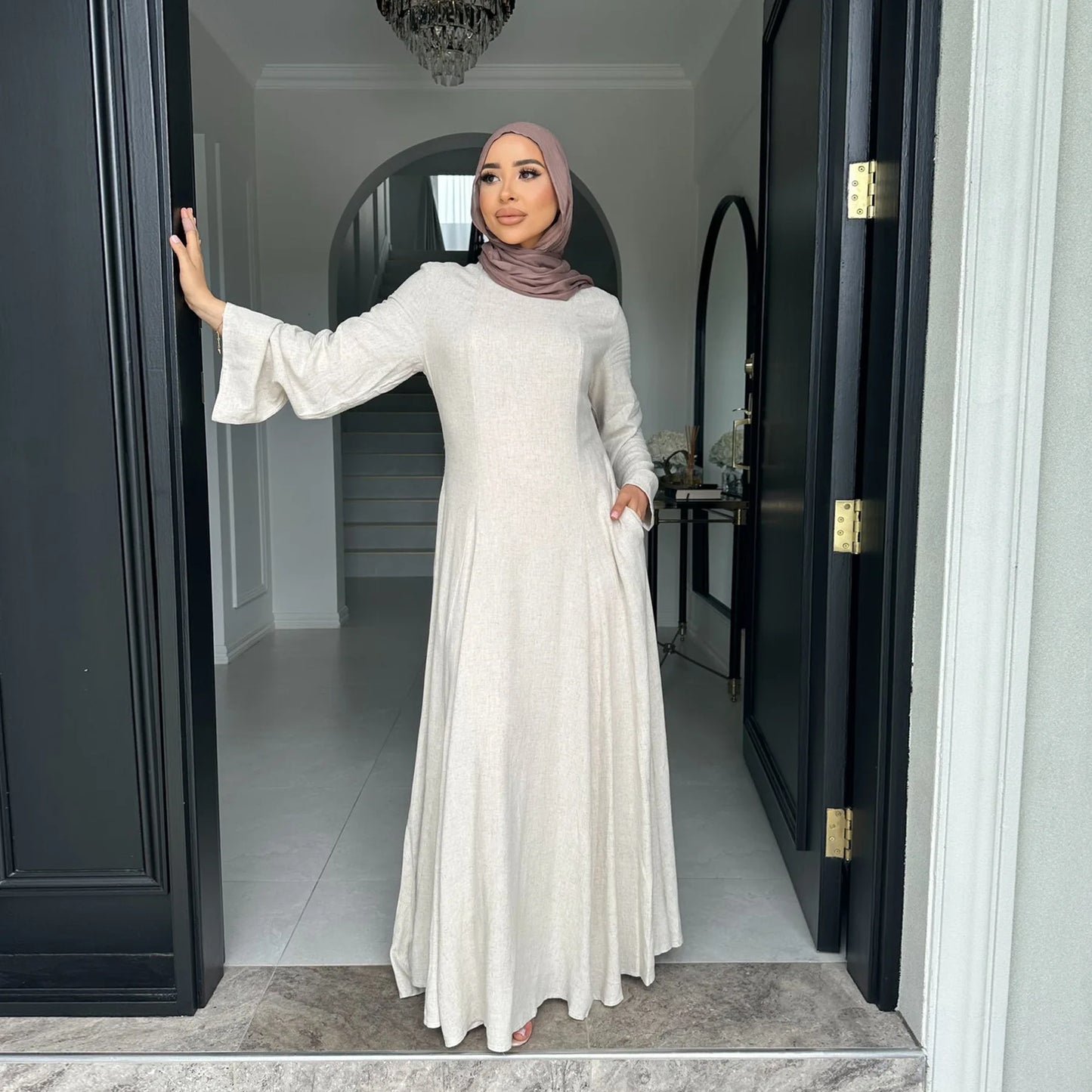 2025 Summer Arabic Muslim Women Modest Dress Eid Dubai Plain Abaya Islam Party Outfit Elegant Holiday Dresses Turkey Kaftan Robe - Bako Bako