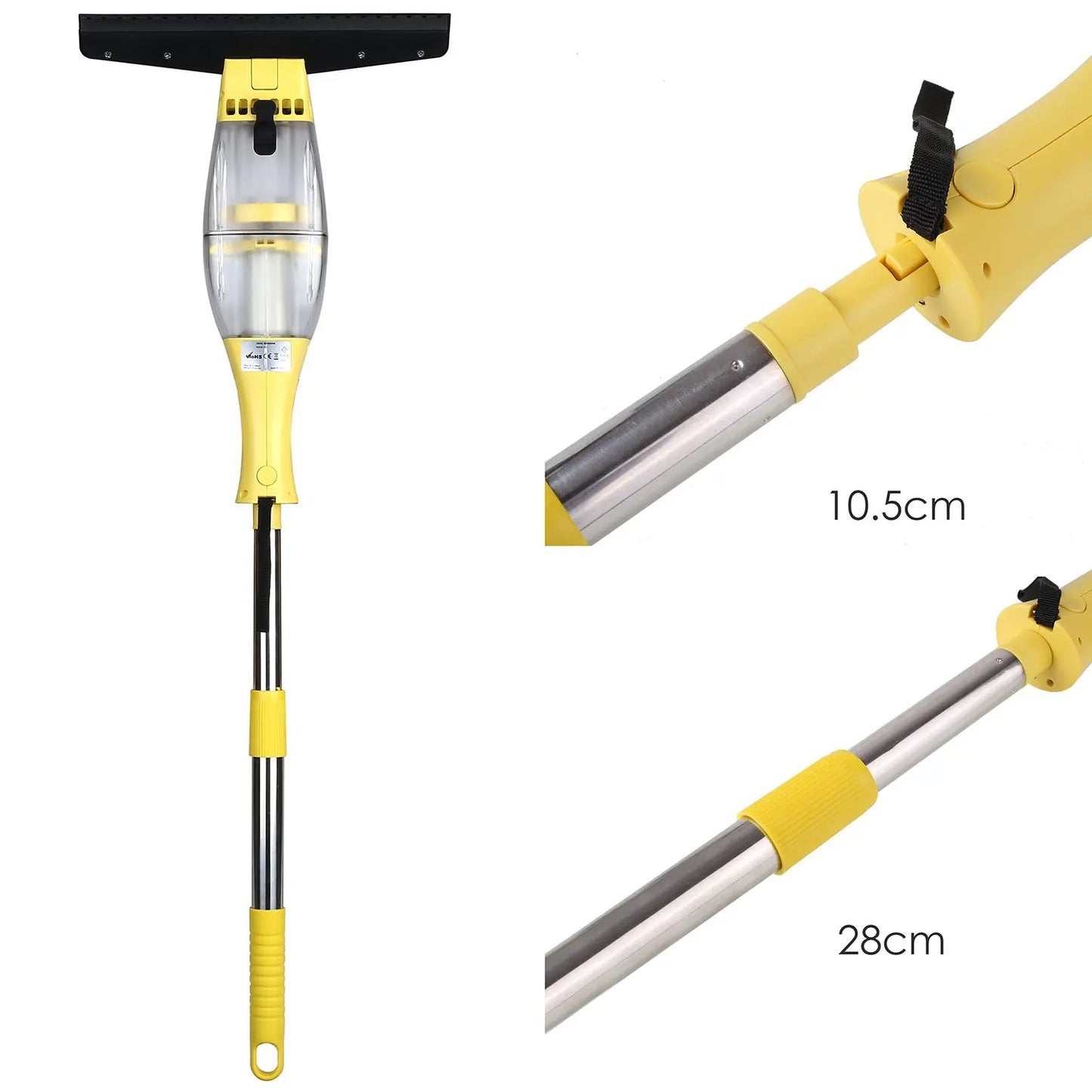 Window Vacuum Cleaner Set with Telescopic Handle Spray Bottle,280mm Blade Suitable for Table, Tiles, Mirrors and Glass, Electric - Bako Bako