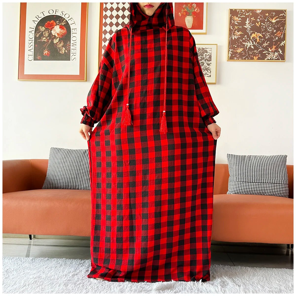 Latest Ramadan Women Abaya Two Hats Dubai Turkey Islam Prayer Clothes Sanding Cotton Fabric Dresses Islam Women Dress Kaftan - Bako Bako