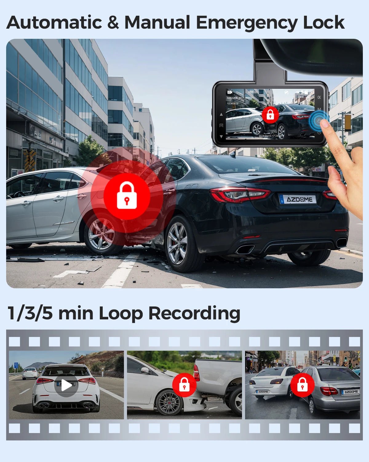 AZDOME Dash Cam M17 1080P Front Cam Built - in ADAS GPS Car Camera 24H Parking Monitor Night Vision Car DVR WIFI APP 150°FOV - Bako Bako