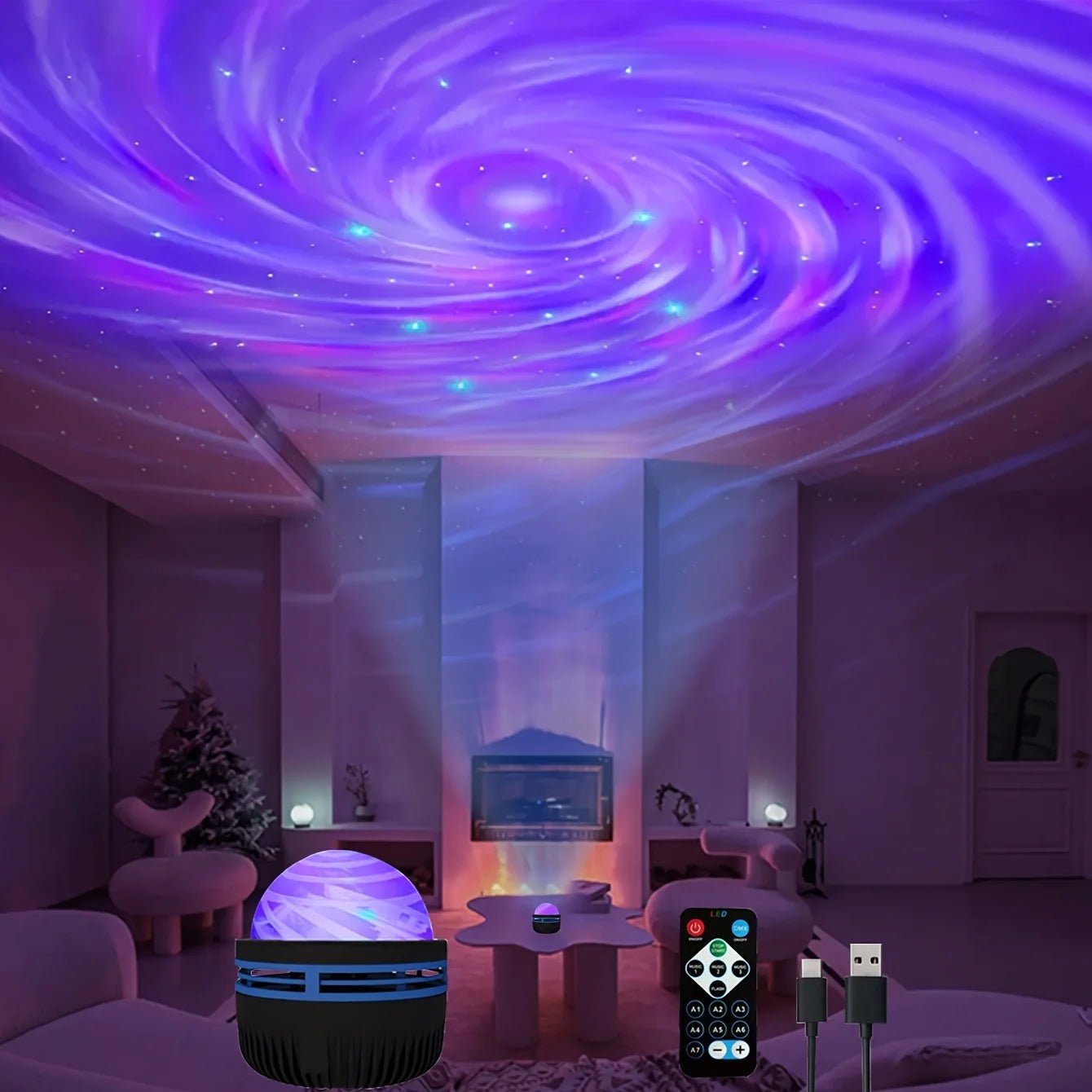 LED NightLights Galaxy Projector Remote Control 5V USB Rechargeable Starry Sky Lamp DMX Sound Active 7 Modes for Kids Room Decor - Bako Bako
