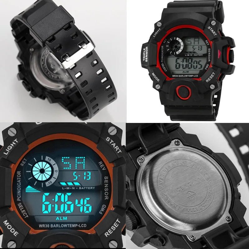 Fashion Men's Watch Sports Electronic Wristwatch Large dial Multifunctional Waterproof Luminous Alarm Kids Male's Military Watch - Bako Bako