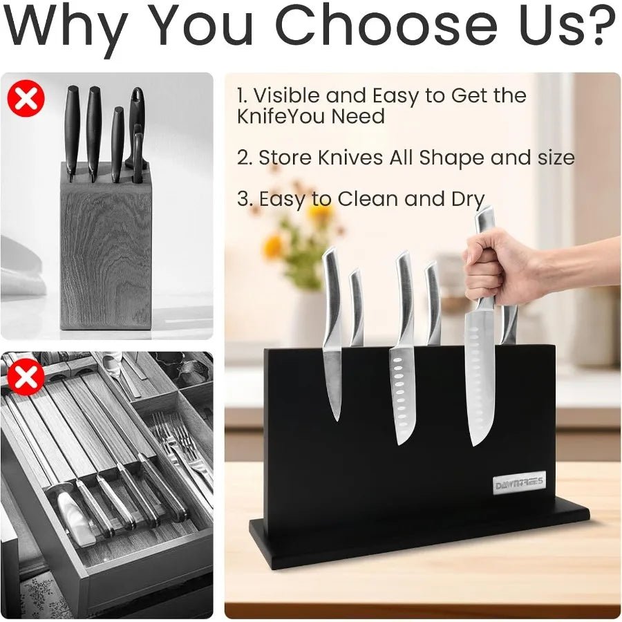 Large Black Magnetic Knife Holder 16 Inch XXL Magnetic Knife Block Kitchen Counter Universal Knife Display Rack Multifunctional - Bako Bako