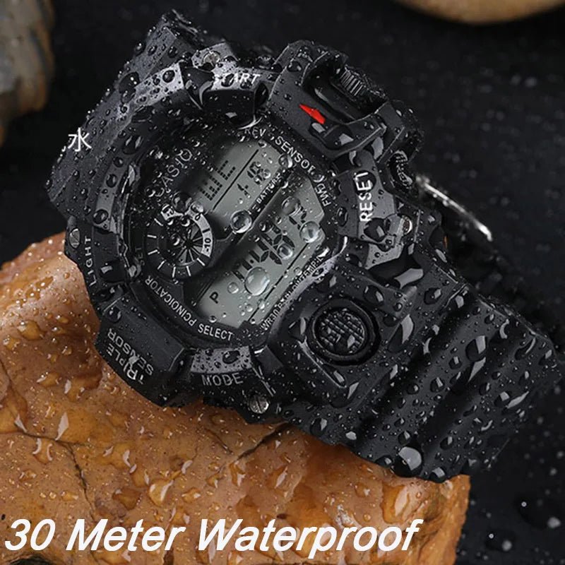 Fashion Men's Watch Sports Electronic Wristwatch Large dial Multifunctional Waterproof Luminous Alarm Kids Male's Military Watch - Bako Bako