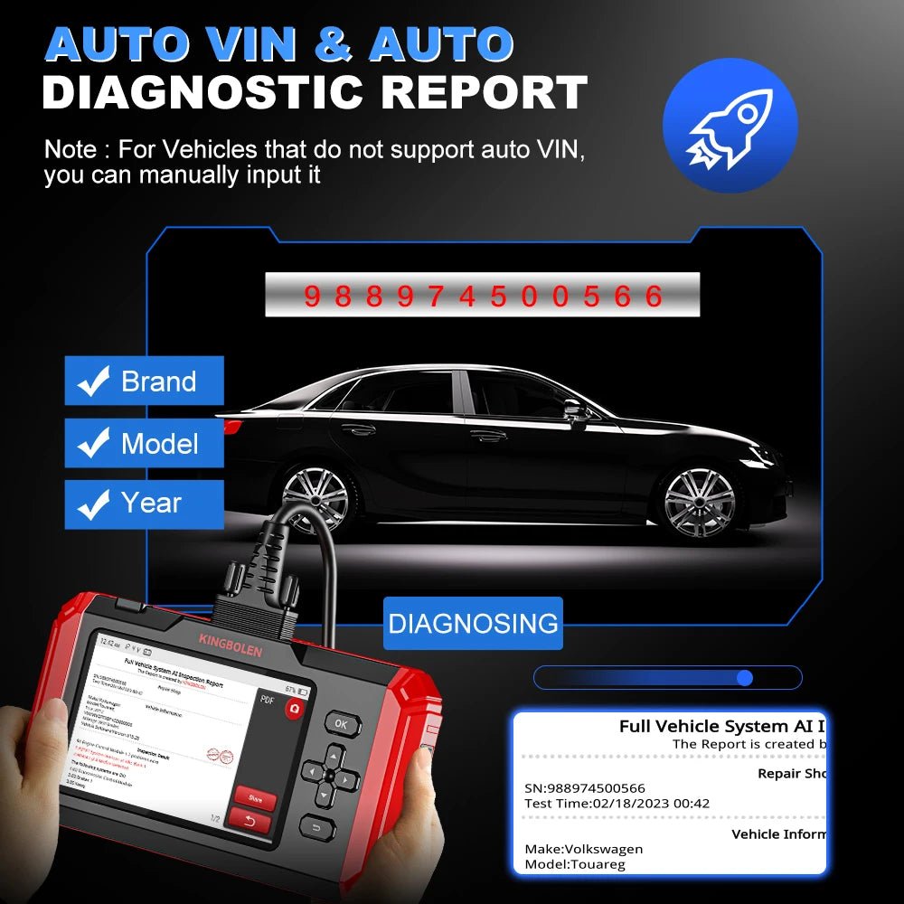 KINGBOLEN S800 4 Systems Engine ABS SRS Transmission OBD2 Scanner 15 Resets Scan Tool EOBD Diagnostic Tool Lifetime Free Update - Bako Bako