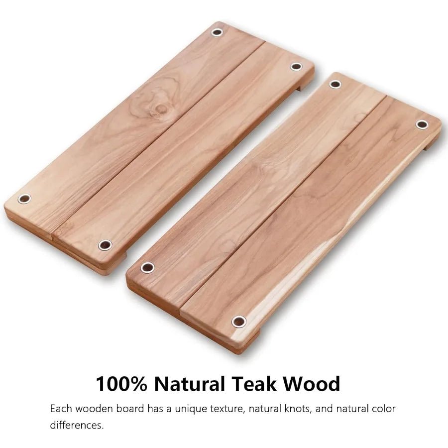 Teak Wooden Swing Outdoor Wood Tree Swing Seat for Adults Backyard Columpio Swing Set Height Adjustable 16.7x7inch - Bako Bako