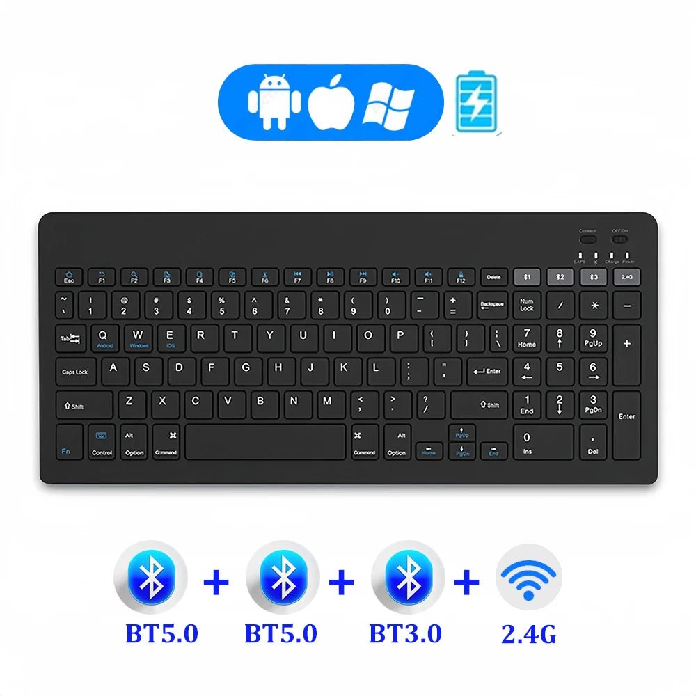 Dual - Mode Bluetooth 5.0 Keyboard 2.4G Wireless Keyboard 3 - BT Rechargeable Gaming Keyboard For Laptop Tablet Android iOS Windows - Bako Bako