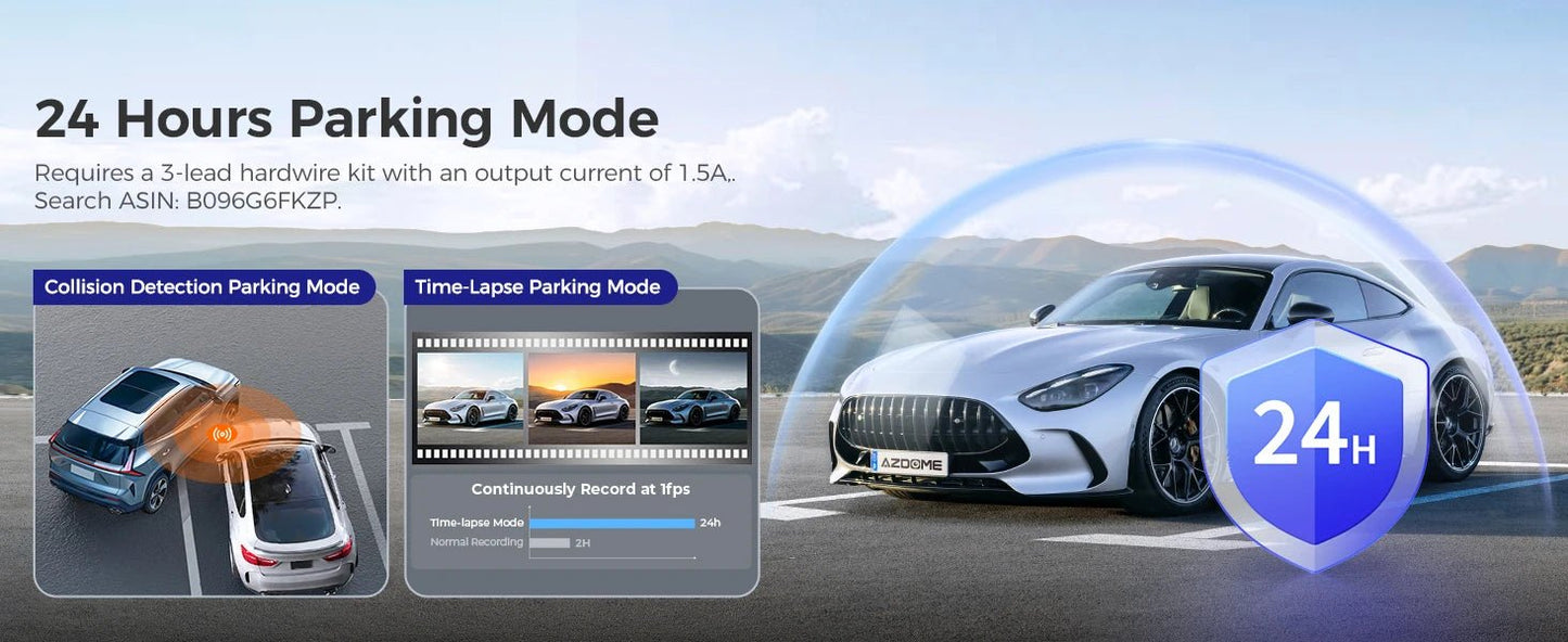 AZDOME Dash Cam M17 1080P Front Cam Built - in ADAS GPS Car Camera 24H Parking Monitor Night Vision Car DVR WIFI APP 150°FOV - Bako Bako