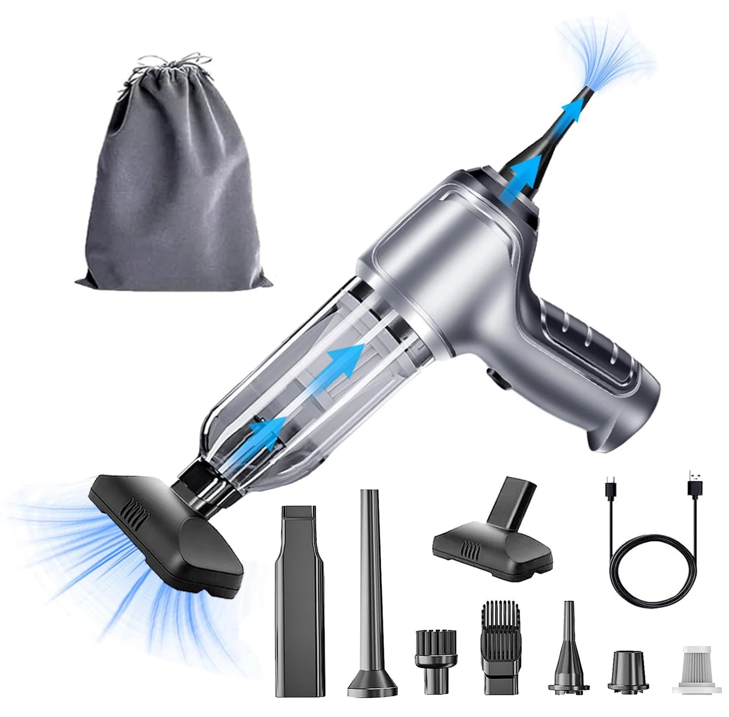 Cordless Car Vacuum Cleaner,15000PA High Suction Handheld Vacuum,3 in 1 Mini Wireless Air Duster Blower with Brushless Motor - Bako Bako
