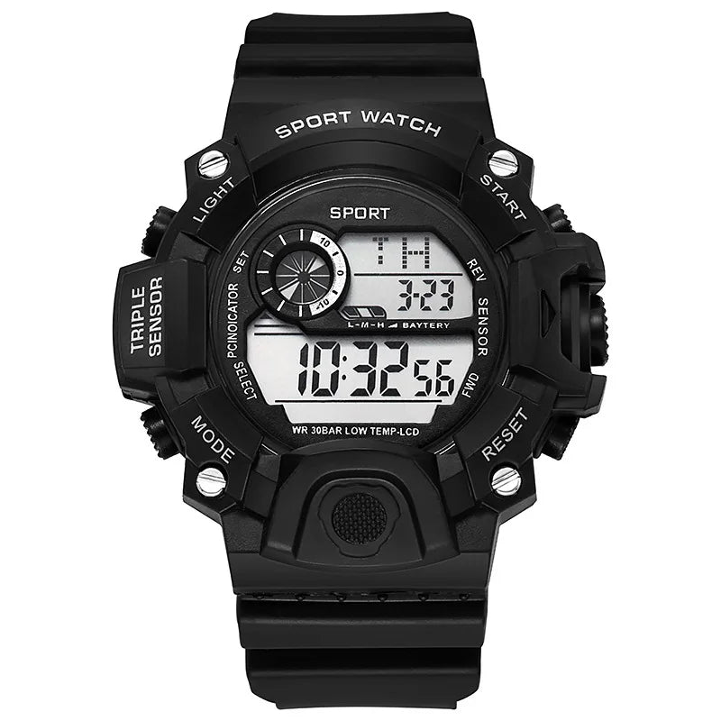Fashion Men's Watch Sports Electronic Wristwatch Large dial Multifunctional Waterproof Luminous Alarm Kids Male's Military Watch - Bako Bako