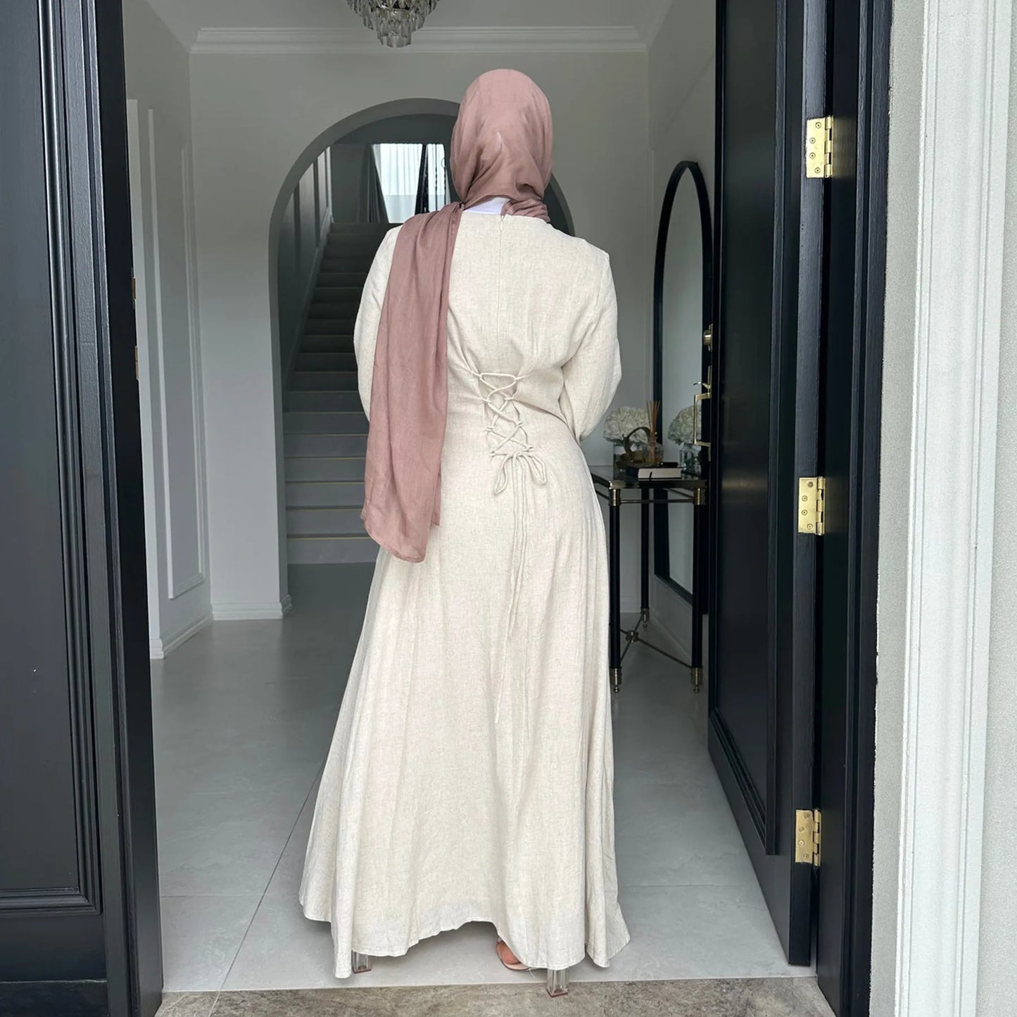 2025 Summer Arabic Muslim Women Modest Dress Eid Dubai Plain Abaya Islam Party Outfit Elegant Holiday Dresses Turkey Kaftan Robe - Bako Bako