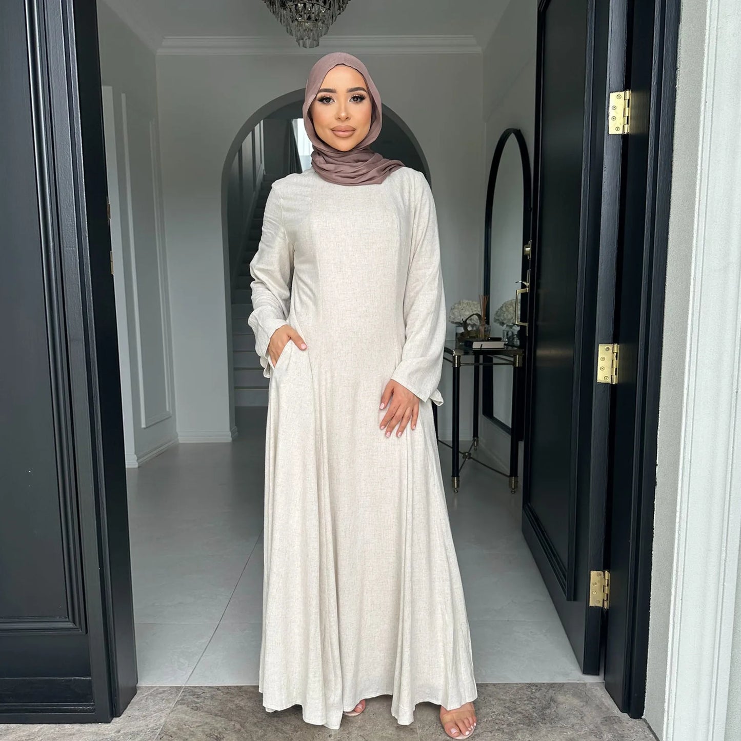 2025 Summer Arabic Muslim Women Modest Dress Eid Dubai Plain Abaya Islam Party Outfit Elegant Holiday Dresses Turkey Kaftan Robe - Bako Bako